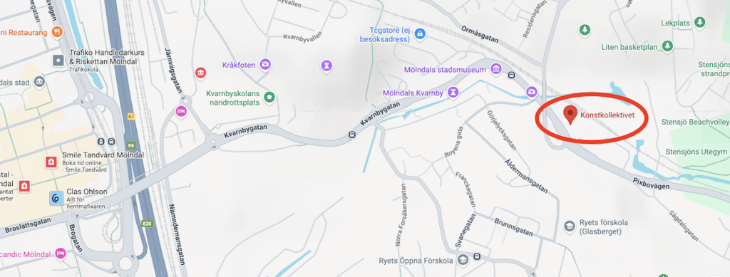 Karta över Mölndal och Konstkollektivet